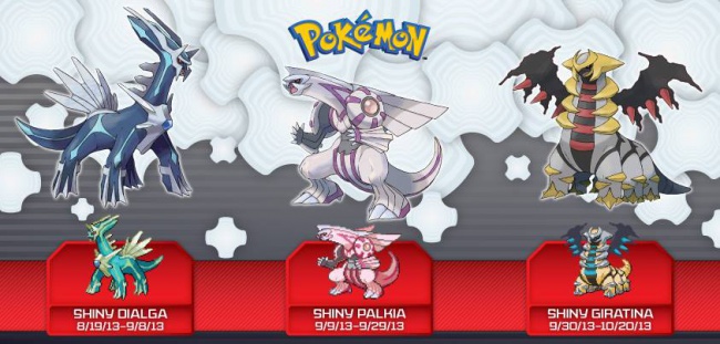 Shiny Dialga, Palkia e Giratina serão Distribuídos no Brasil