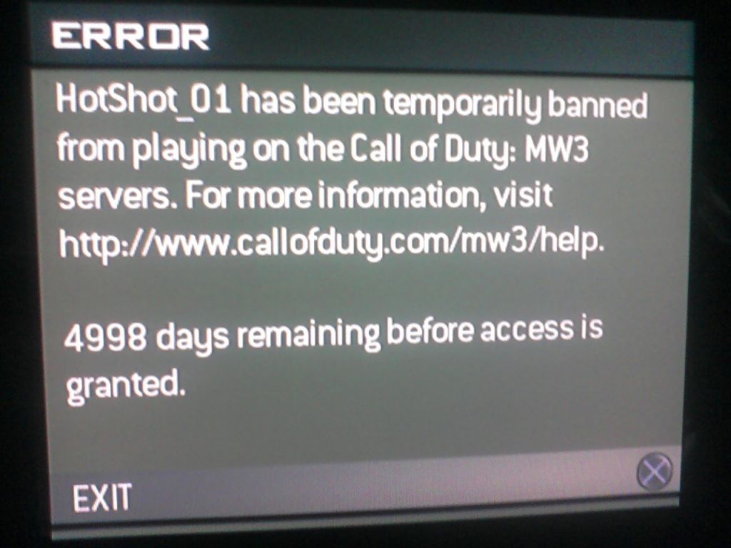 Temporarily banned. MW логин. Как получить бан на Call of Duty 3 дня. Banned Player.