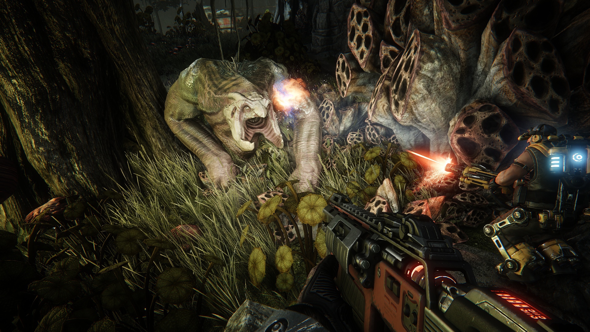 Evolve screenshots emerge, featuring prehistoric-esque monsters in multiplayer/co-op FPS