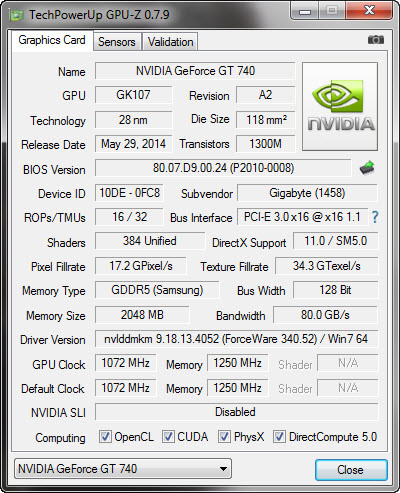 GIGABYTE GT 740 OC Specs  TechPowerUp GPU Database