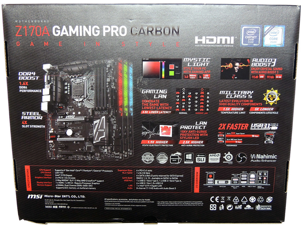 MSI Z170A Gaming Pro Carbon Review - MSI Z170A Gaming Pro Carbon:  Introduction & Closer Look