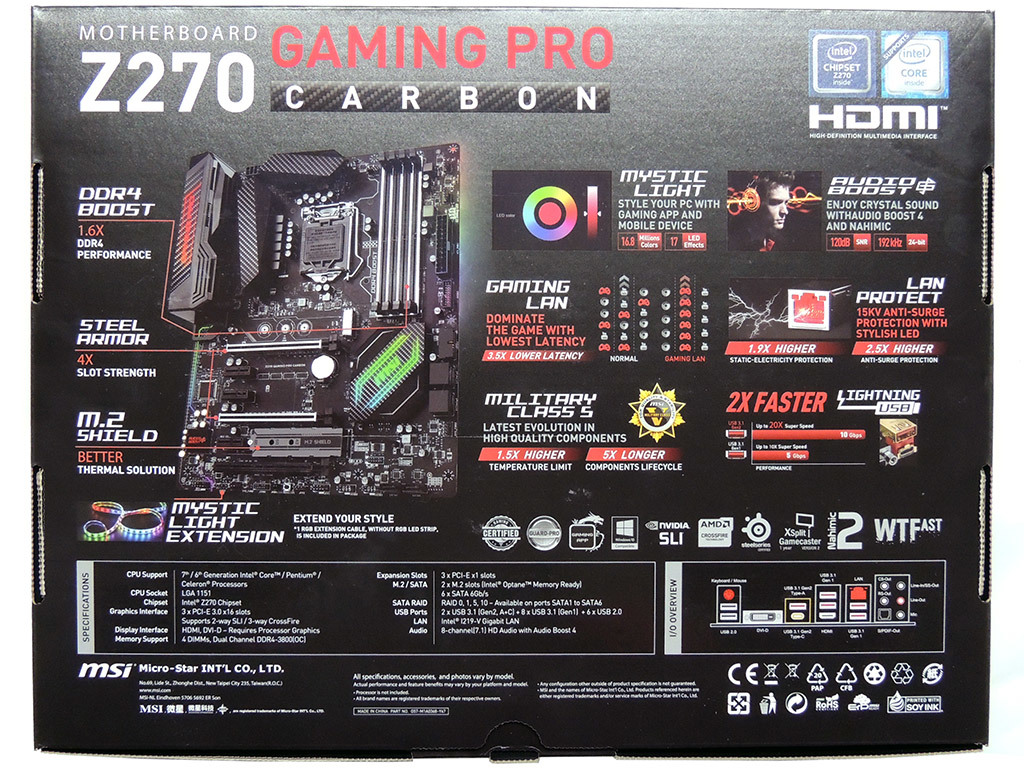 MSI Z270 Gaming Pro Carbon Review - MSI Z270 Gaming Pro Carbon
